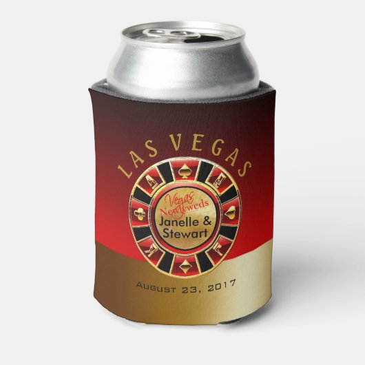 Las Vegas Casino Chip Bruiloft | rood goud Blikjeskoeler (Blikje Achterkant)