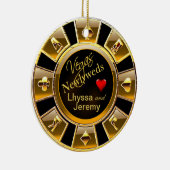 Las Vegas Casino Chip foto zwart/goud Keramisch Ornament (Rechts)
