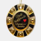 Las Vegas Casino Chip foto zwart/goud Keramisch Ornament (Links)