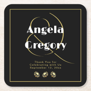 Las Vegas Casino Chips Zwart Goud Wit Huwelijk Kartonnen Onderzetters