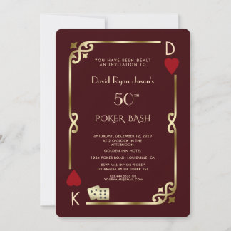 Las Vegas Casino Deep Burgundy Gatsby Man Birthday Kaart