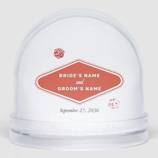 Las Vegas Casino Destination Wedding Red White  Sneeuwbol (Voorkant)