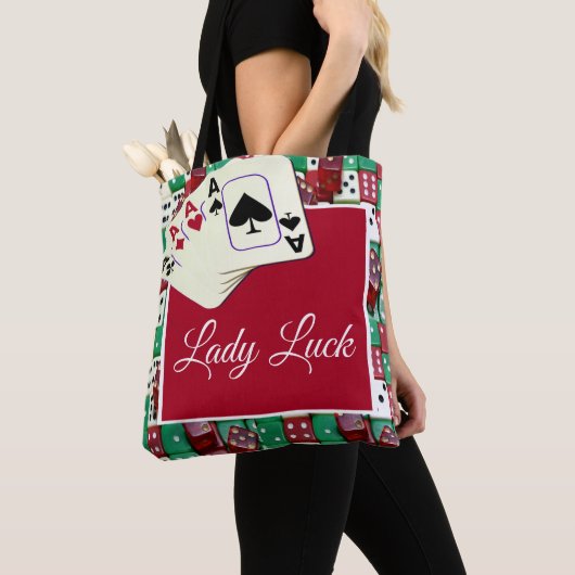 Las Vegas Casino Dice and Cards with Lady Luck Tote Bag (Dichtbij)