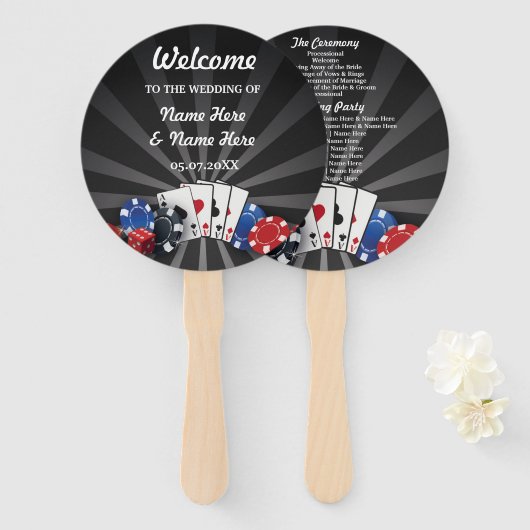 Las Vegas Casino Dice Trouwprogramma Fan Handwaaier (Voorkant en achterkant)