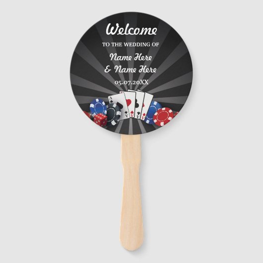 Las Vegas Casino Dice Trouwprogramma Fan Handwaaier (Voorkant)
