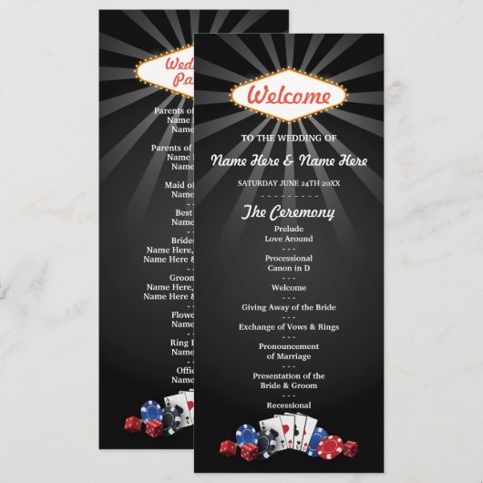 Las Vegas Casino Dobbelstenen Kaarten Huwelijkspro (Voorkant / Achterkant)