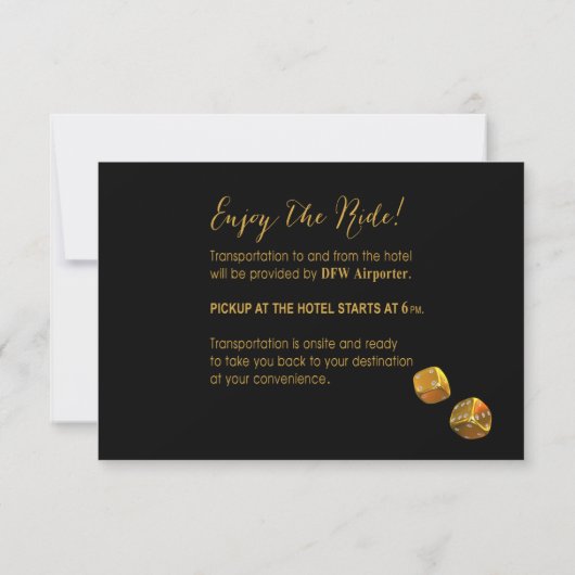 Las Vegas Casino Feestdetails | rood zwart goud Kaart (Achterkant)