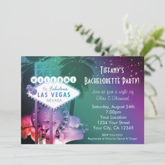Las Vegas Casino Gambling Night Glam Uitnodiging (Staand voorkant)