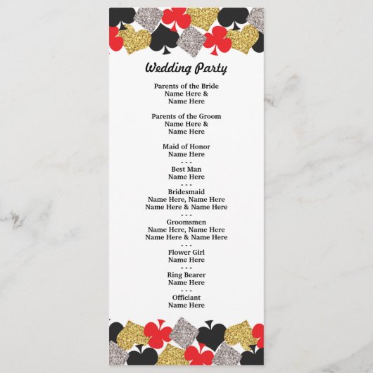 Las Vegas Casino Glitter Cards Wedding Program Programmakaart (Achterkant)