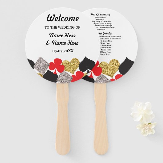 Las Vegas Casino Glitter Trouwprogramma Fan Handwaaier (Voorkant en achterkant)