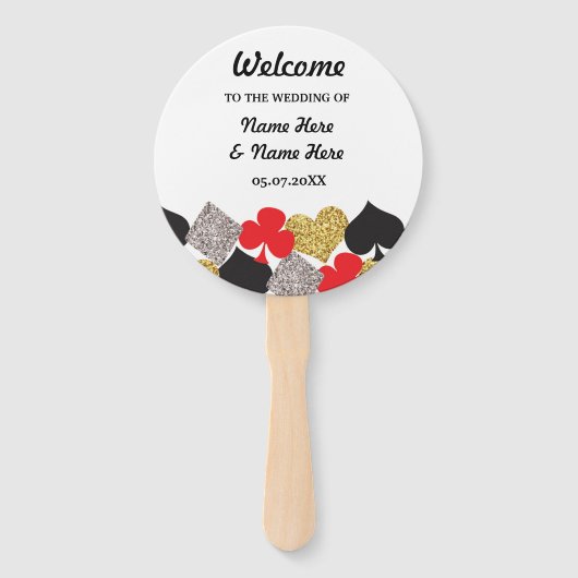 Las Vegas Casino Glitter Trouwprogramma Fan Handwaaier (Voorkant)
