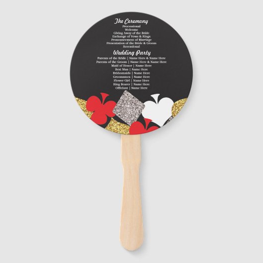 Las Vegas Casino Glitter Trouwprogramma Fan Handwaaier (Achterkant)