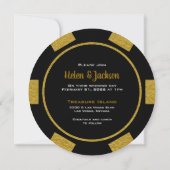 Las Vegas Casino Gold en Black Poker Chip Wedding Kaart (Achterkant)