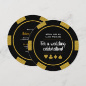Las Vegas Casino Gold en Black Poker Chip Wedding Kaart (Voorkant / Achterkant)