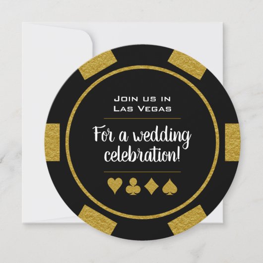 Las Vegas Casino Gold en Black Poker Chip Wedding Kaart (Voorkant)