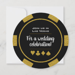 Las Vegas Casino Gold en Black Poker Chip Wedding Kaart