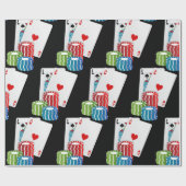 Las Vegas Casino Large Blackjack Cards en Chips Cadeaupapier (Vlak)