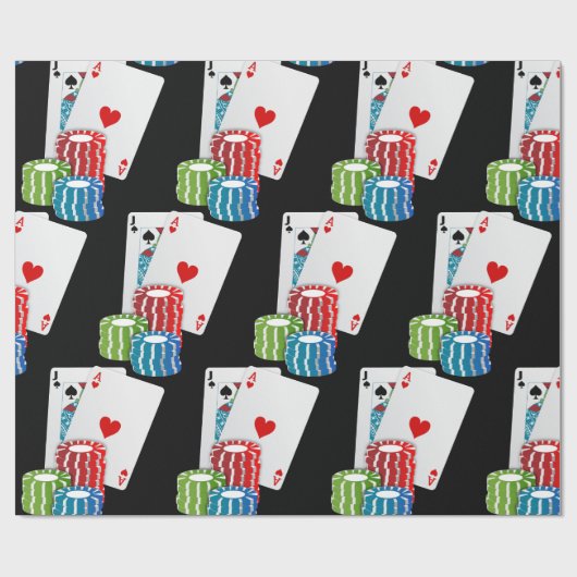 Las Vegas Casino Large Blackjack Cards en Chips Cadeaupapier (Vlak)