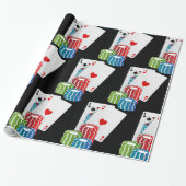 Las Vegas Casino Large Blackjack Cards en Chips Cadeaupapier (Uitgerold)