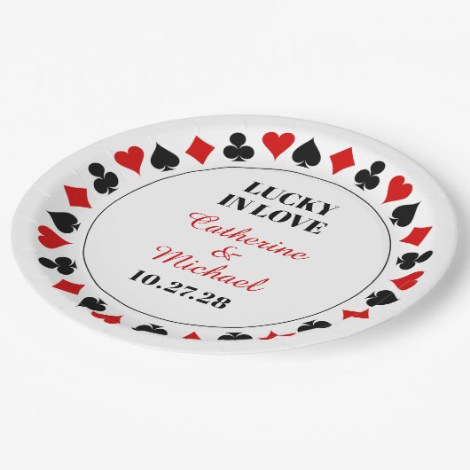 Las Vegas Casino Lucky In Liefde Bruiloft Papieren Bordje (Gekanteld)
