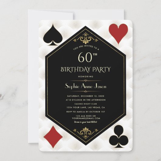 Las Vegas Casino Nacht Poker Vrouw 60e Verjaardag Kaart (Voorkant)