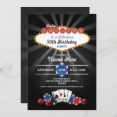 Las Vegas Casino Nacht Verjaardag Uitnodigen Parti Kaart (Voorkant / Achterkant)