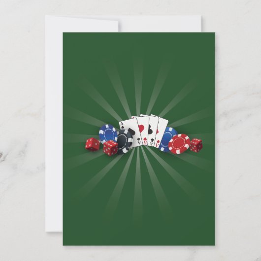 Las Vegas Casino Nacht Verjaardagsfeestuitnodiging Kaart (Achterkant)