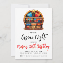 Las Vegas Casino Nacht Verjaardagsfeestuitnodiging Kaart