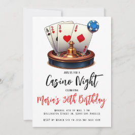 Las Vegas Casino Nacht Verjaardagsfeestuitnodiging Kaart