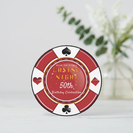 Las Vegas Casino Night Birthday Party Kaart (Staand voorkant)