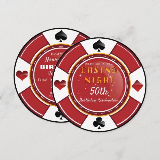 Las Vegas Casino Night Birthday Party Kaart (Voorkant / Achterkant)