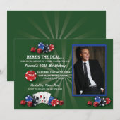 Las Vegas Casino Night Birthday Party Photo Invite Kaart (Voorkant / Achterkant)