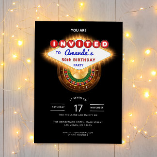 Las Vegas Casino Night Black Birthday Party Kaart