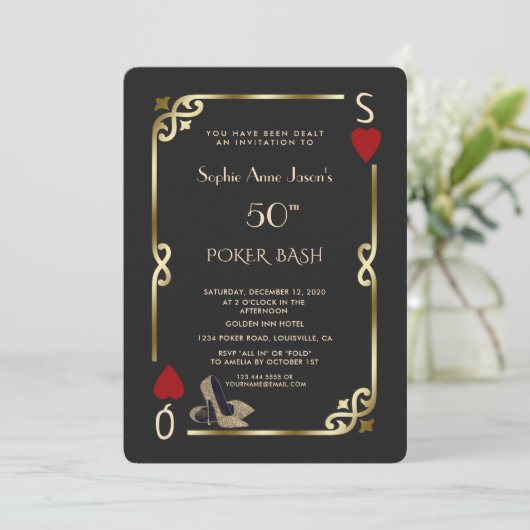 Las Vegas Casino Night Great Gatsby Birthday Kaart (Staand voorkant)