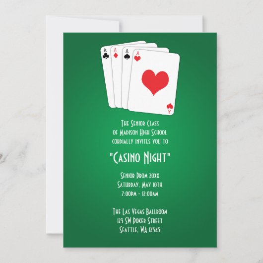 Las Vegas Casino Night Prom Formele Uitnodiging (Voorkant)