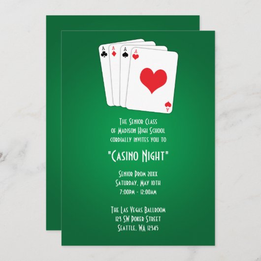 Las Vegas Casino Night Prom Formele Uitnodiging (Voorkant / Achterkant)