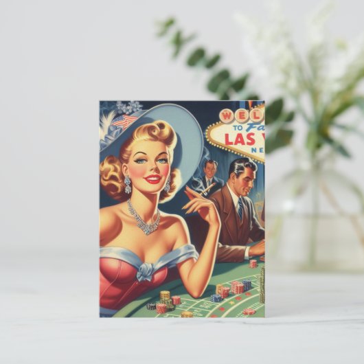  Las Vegas Casino Pin Up Briefkaart (Staand voorkant)