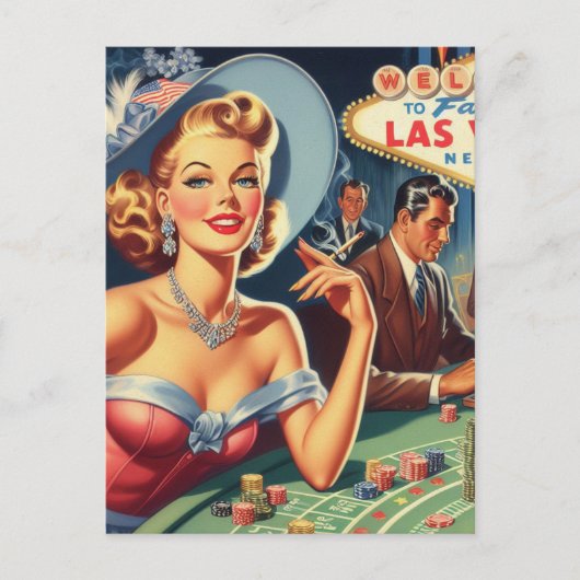  Las Vegas Casino Pin Up Briefkaart (Voorkant)