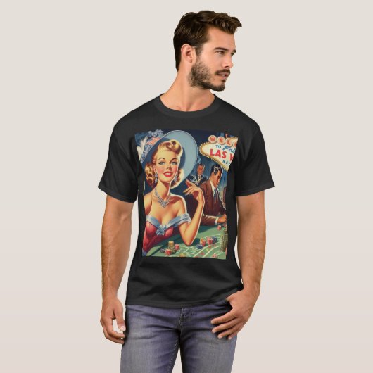  Las Vegas Casino Pin Up T-shirt (Voorkant volledig)
