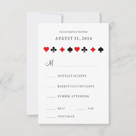 Las Vegas Casino Poker Cards Wedding RSVP Kaart (Voorkant)