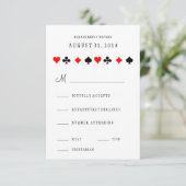 Las Vegas Casino Poker Cards Wedding RSVP Kaart (Staand voorkant)