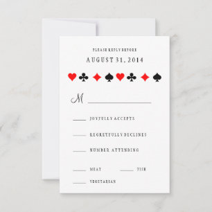 Las Vegas Casino Poker Cards Wedding RSVP Kaart