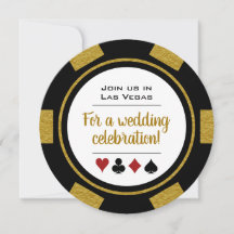Las Vegas Casino Poker Chip Black and Gold Wedding
