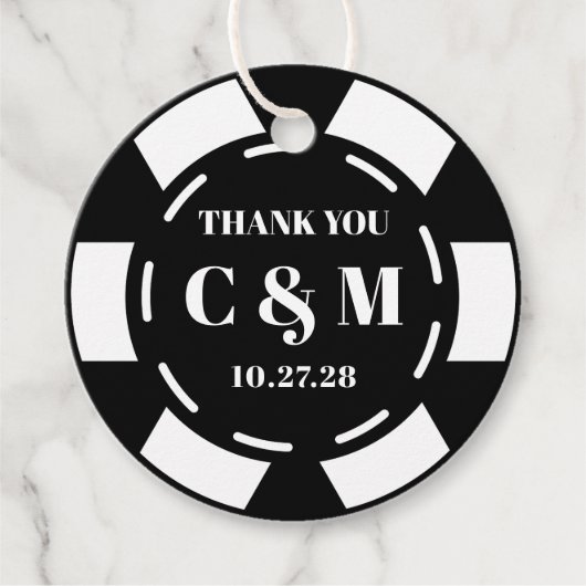 Las Vegas Casino Poker Chip Bruiloft Dank u Bedankjes Labels (Voorkant)