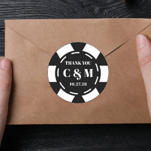 Las Vegas Casino Poker Chip Bruiloft Dank u Ronde Sticker