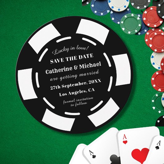 Las Vegas Casino Poker Chip Bruiloft Save The Date
