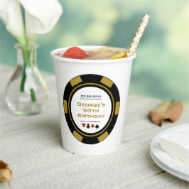 Las Vegas Casino Poker Chip in Black Gold Birthday Papieren Bekers