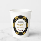 Las Vegas Casino Poker Chip in Black Gold Birthday Papieren Bekers (Achterkant)