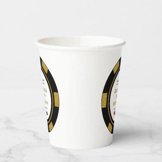 Las Vegas Casino Poker Chip in Black Gold Birthday Papieren Bekers (Links)