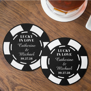 Las Vegas Casino Poker Chip Wedding Favor Ronde Kartonnen Onderzetter